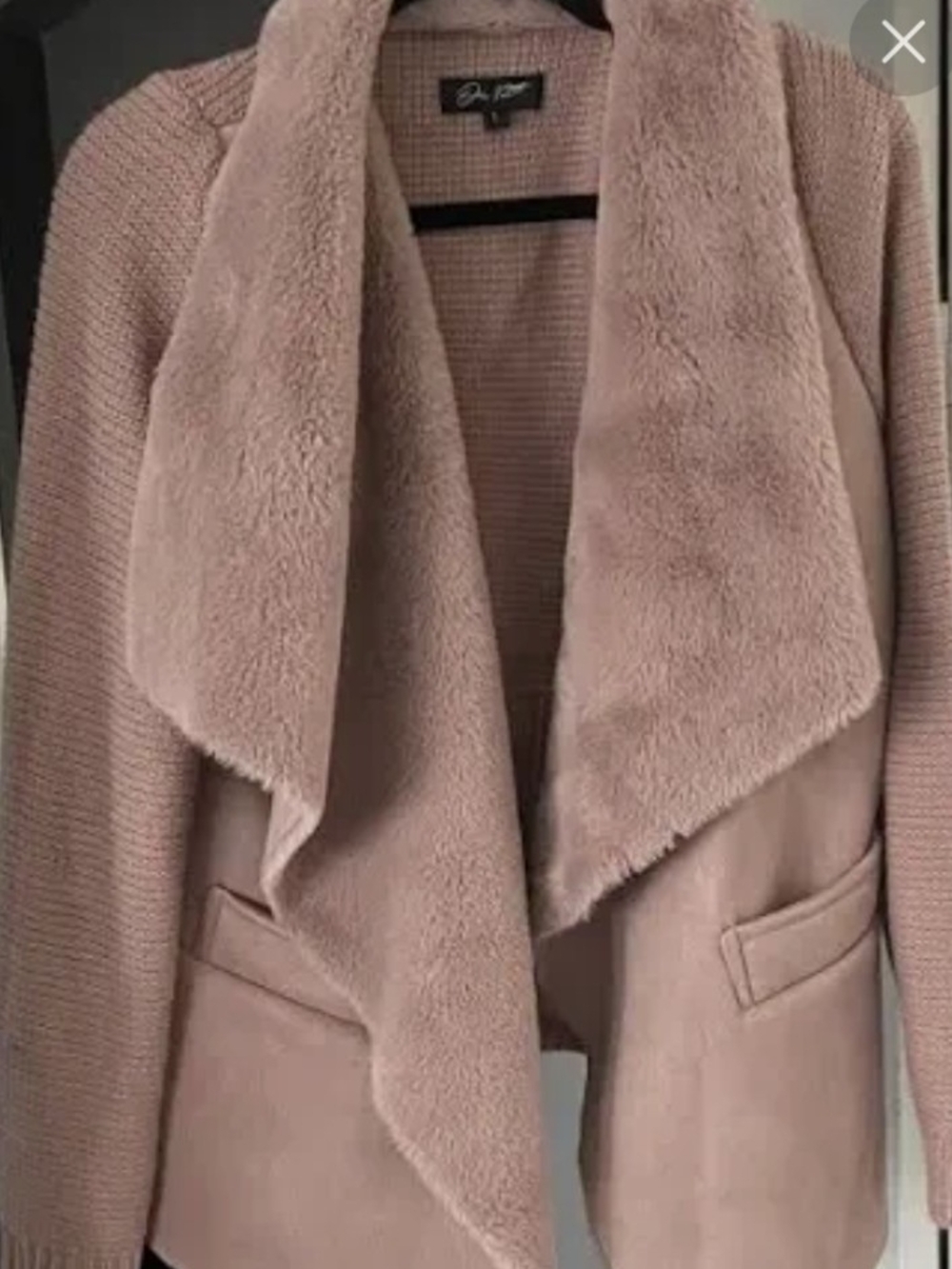 On 12th Cozy Faux-Sherpa Open Front Jacket - Dusty Rose